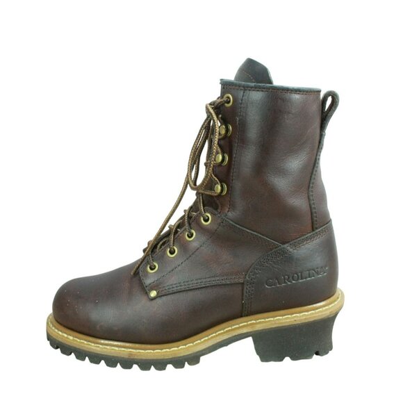 Carolina Elm Brown Leather Lace Up Oil Resistant Steel Toe Work Boots Size 8.5 M - Picture 1 of 9